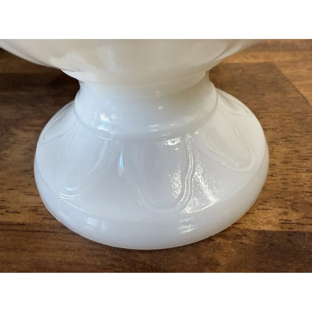 Vintage INARCO USA Milk Glass Pedestal‎ Vase Fluted Design Decor Flower Planter - Picture 6 of 7